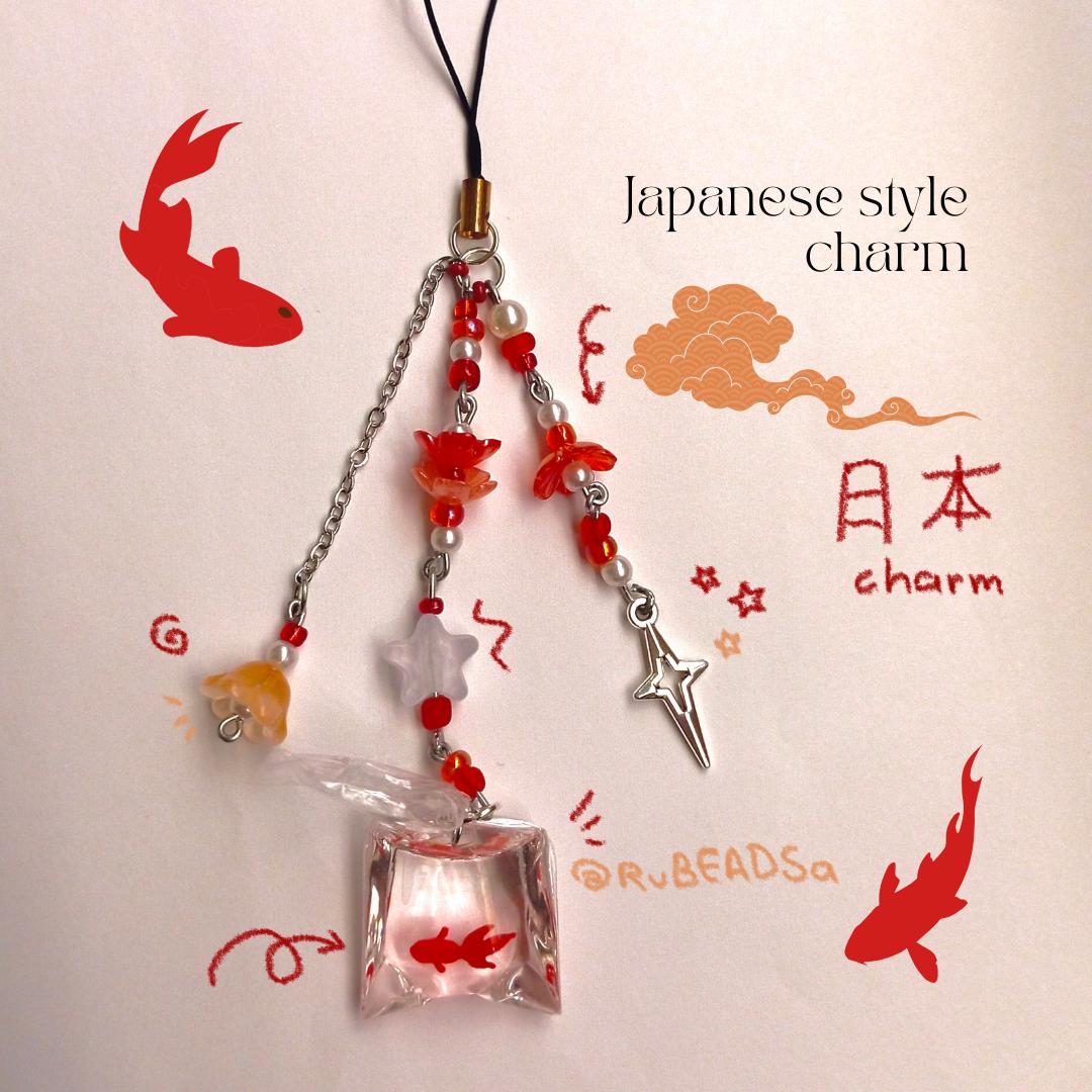 iPhoneアクセサリー yua Y2K Japanese Koi Charm: Beaded Phone/bag Accessory - Etsy