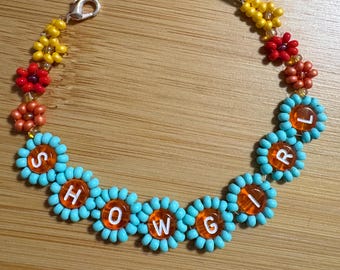 Showgirl bracelet mint & tangerine cottagecore floral