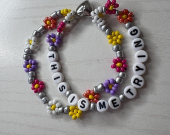 This is me trying bracelet Taylor Swift inspired Swiftie bracelet hand beaded