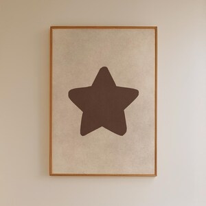 Retro handgetekende ster muur kunst bruin beige ster poster digitale download afdrukbare bar kar decor appartement afdrukken trendy esthetische decor