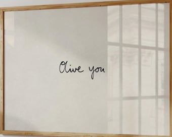 Impresión "Olive You", arte mural con frase de amor divertida, póster tipográfico dibujado a mano, decoración de cocina moderna, horizontal