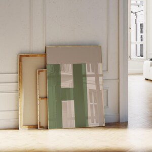 Impresión de letras verdes, arte de pared con la letra H, póster con letras del alfabeto verde y beige, arte de letras para niña, impresión minimalista, impresión estética de moda