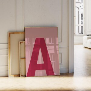 Impresión de la letra A, póster con la letra meñique, letrero con letras, arte con letras coloridas, impresión minimalista, arte de pared moderno, decoración estética para habitaciones.