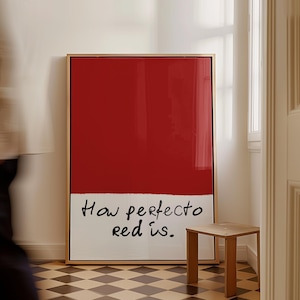 Abstract Red Print Aesthetic Wall Art Modern Typography Poster Printable Trendy Decor Hand Drawn Print Digital Download Simple Wall Decor