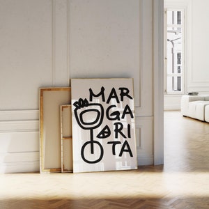 マルガリータ カクテル プリント、抽象的な手描きの壁アート、ミニマルなキッチン アート、バー カートの装飾、アルコールの壁アート、モダンな美的ポスター