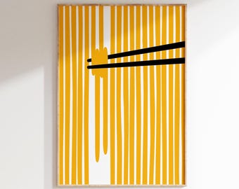 Ramen Print Noodle Poster Hand Drawn Abstract Japanese Kitchen Wall Art Asian Foodie Gift