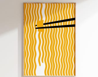 Ramen Print Noodle Wall Art Hand Drawn Japanese Kitchen Poster Abstract Asian Food Print