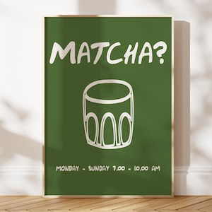 Matcha Latte Print Green Tea Wall Art Matcha Kitchen Print Japanese Tea Ceremony Art Matcha Illustration Tea Lover Gift Cafe Poster