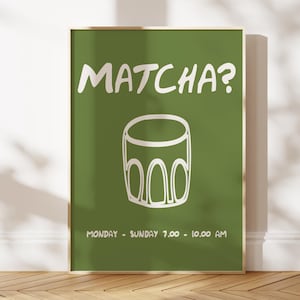Matcha Latte Print Abstract Green Tea Wall Art Matcha Kitchen Print Japanese Tea Ceremony Art Matcha Illustration Tea Lover Gift Cafe Poster