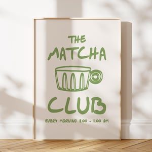 Matcha Latte Club Print Abstract Green Tea Wall Art Matcha Kitchen Print Japanese Tea Ceremony Art Matcha Lover Gift Cafe Poster