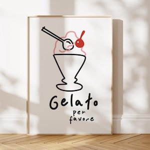 Gelato Print Eis Wand Kunst Minimale Küche Poster Wand Kunst Funky Küche Druck Digital Download Trendy Wandkunst Preppy Küche Dekor