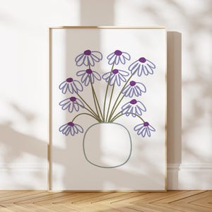 Flower Poster Abstract Floral Painting Print Hand Drawn Wall Art Botanical Art Bouquet of Flower Neutral Print Bedroom Print Floral Line Art