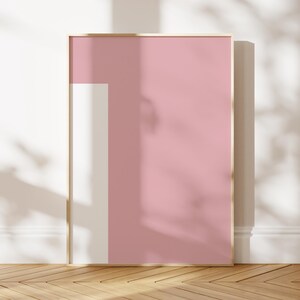 Impresión de la letra I, arte de pared rosa, letra rosa para niños, bonita decoración de apartamento, póster minimalista de una sola letra del alfabeto, arte de pared para dormitorio, impresión de monograma