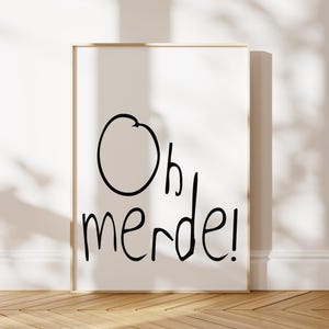 Oh Merde Wall Art French Quote Print Typography Poster Minimalist Print Modern Apartment Decor French Expression Print Digital Download