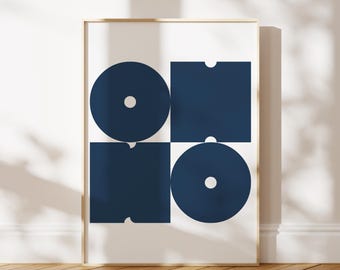 OH NO Poster Navy Blue Retro Typography Print (Digital Download)