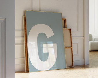 Buchstabe G Hellblau Alphabet Poster Initiale für Kinder-Kinderzimmer-Wohnheim-College druckbare große Buchstabe-Zeichen