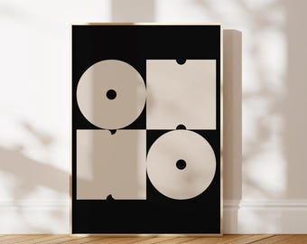 OH NO Poster Beige Black Wall Art Retro Bold Typography Print Bar Cart Decor