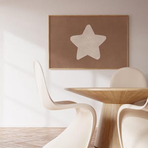 Ster beige bruin print retro handgetekende ster muur kunst trendy muur kunst ster poster digitale afdrukbare kunst esthetische muur kunst appartement decor