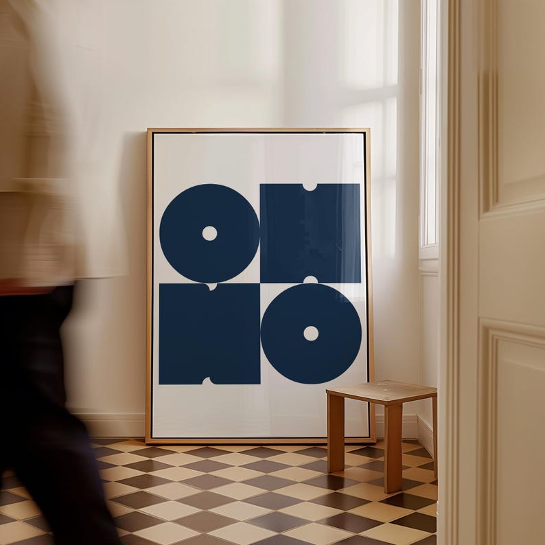 OH NO Poster Navy Blue Retro Typography Print (Digital Download) image 4