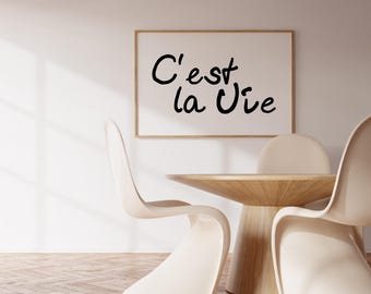 C'est La Vie French Quote Print Minimalist Neutral Home Decor Modern Trendy Wall Art