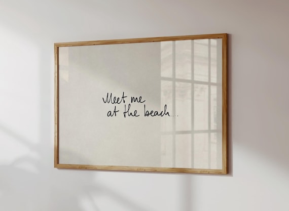 Meet-Me-At-The-Beach Print, Coastal Quote Wall Art, Trendy Summer Decor, Digital Download, Horizontal