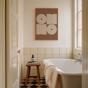 OH NO Poster Beige Brown Bold Typography Print Modern Minimalist Trendy Retro Wall Art image 3
