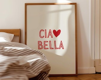 Ciao Bella Print Minimalist Italian Typography Printable Wall Art Neutral Home Decor Digital Download