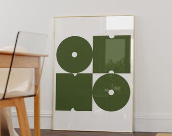 OH NO Poster Green Bold Typography Print Modern Funny Minimalist Trendy Wall Art