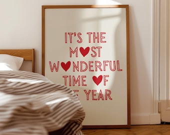 It's The Most-Wonderful-Time Of The Year Quote Print Retro Christmas Cozy Wall Art Festive Holiday Poster