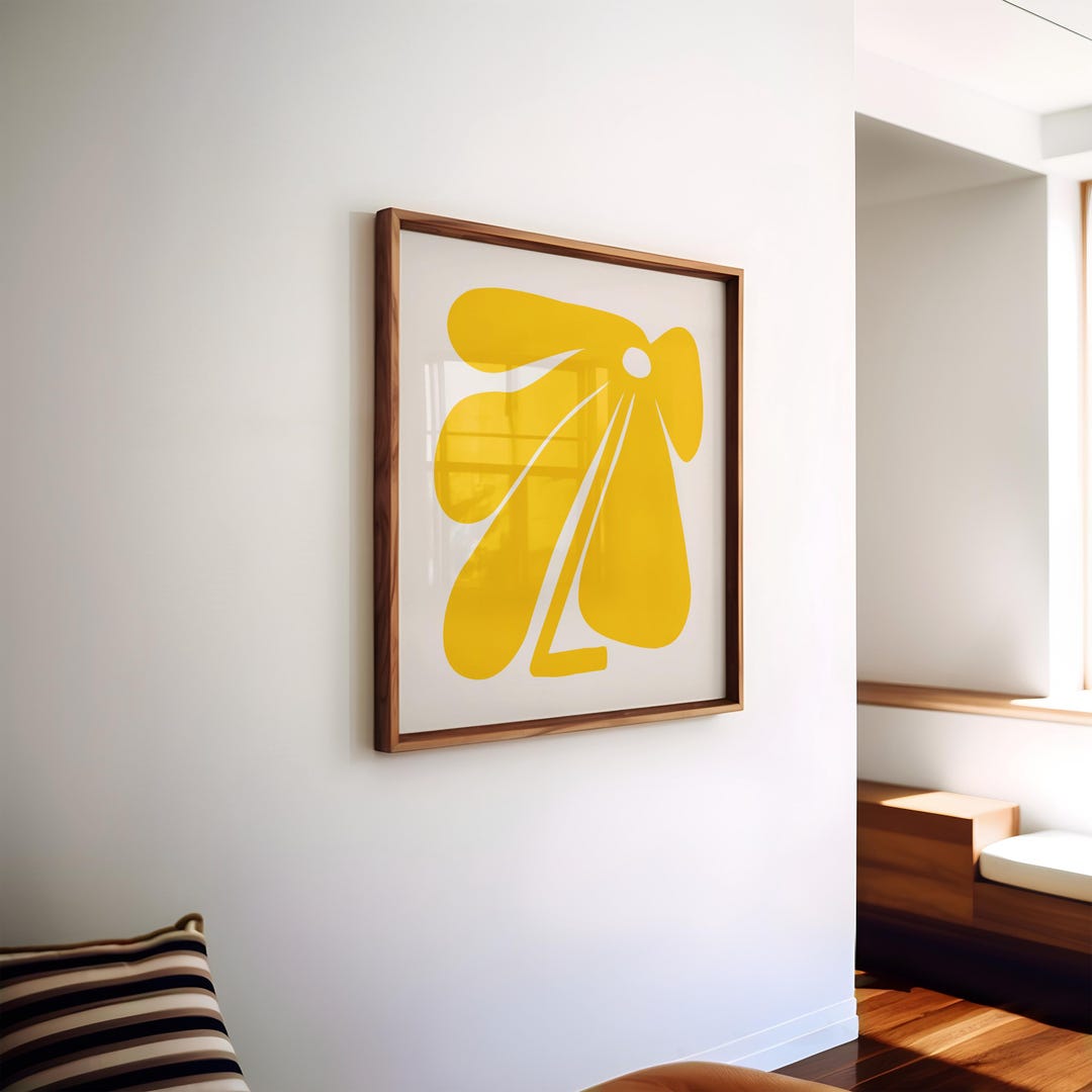 Yellow Flower Print Abstract Floral Wall Art Botanical Poster Organic ...