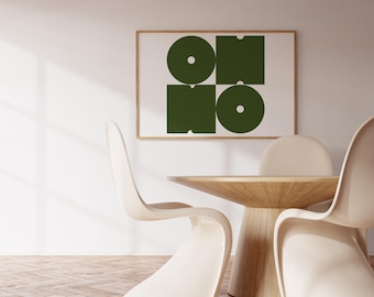 Póster OH NO con tipografía verde, estilo minimalista, horizontal, decoración moderna para habitaciones, arte de pared retro.