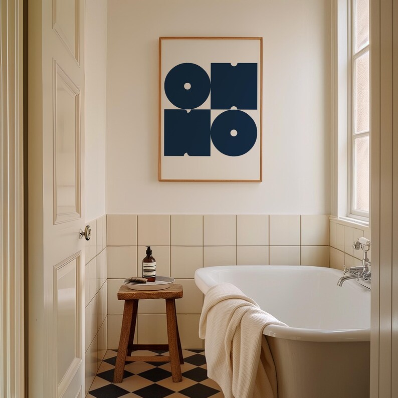 OH NO Poster Navy Blue Retro Typography Print (Digital Download) image 3