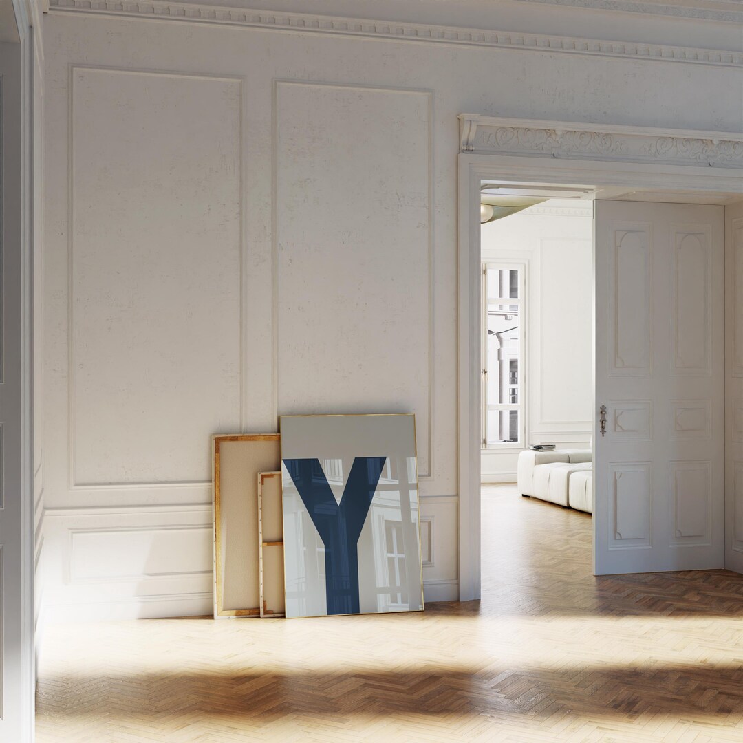 Letter Y Poster, Navy Blue - Light Blue Letter Art, Big Letter Print ...