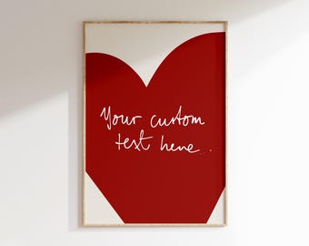 Custom Handwritten Quote Print, Retro Love Heart Wall Art (Digital Download)