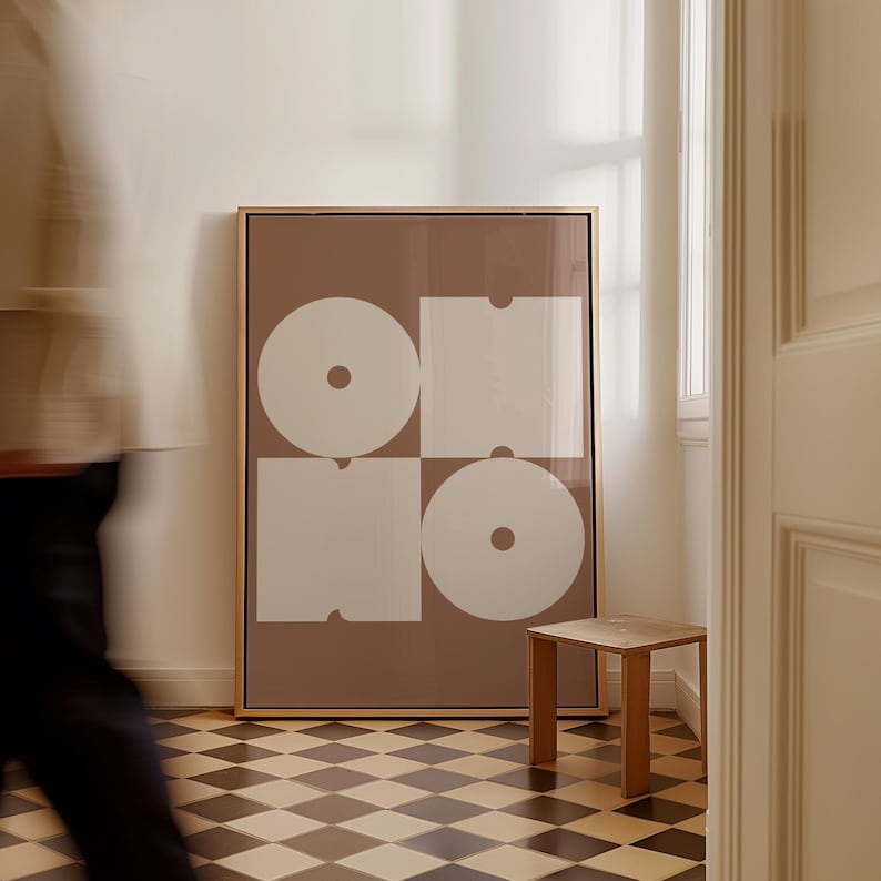 OH NO Poster Beige Brown Bold Typography Print Modern Minimalist Trendy Retro Wall Art image 2