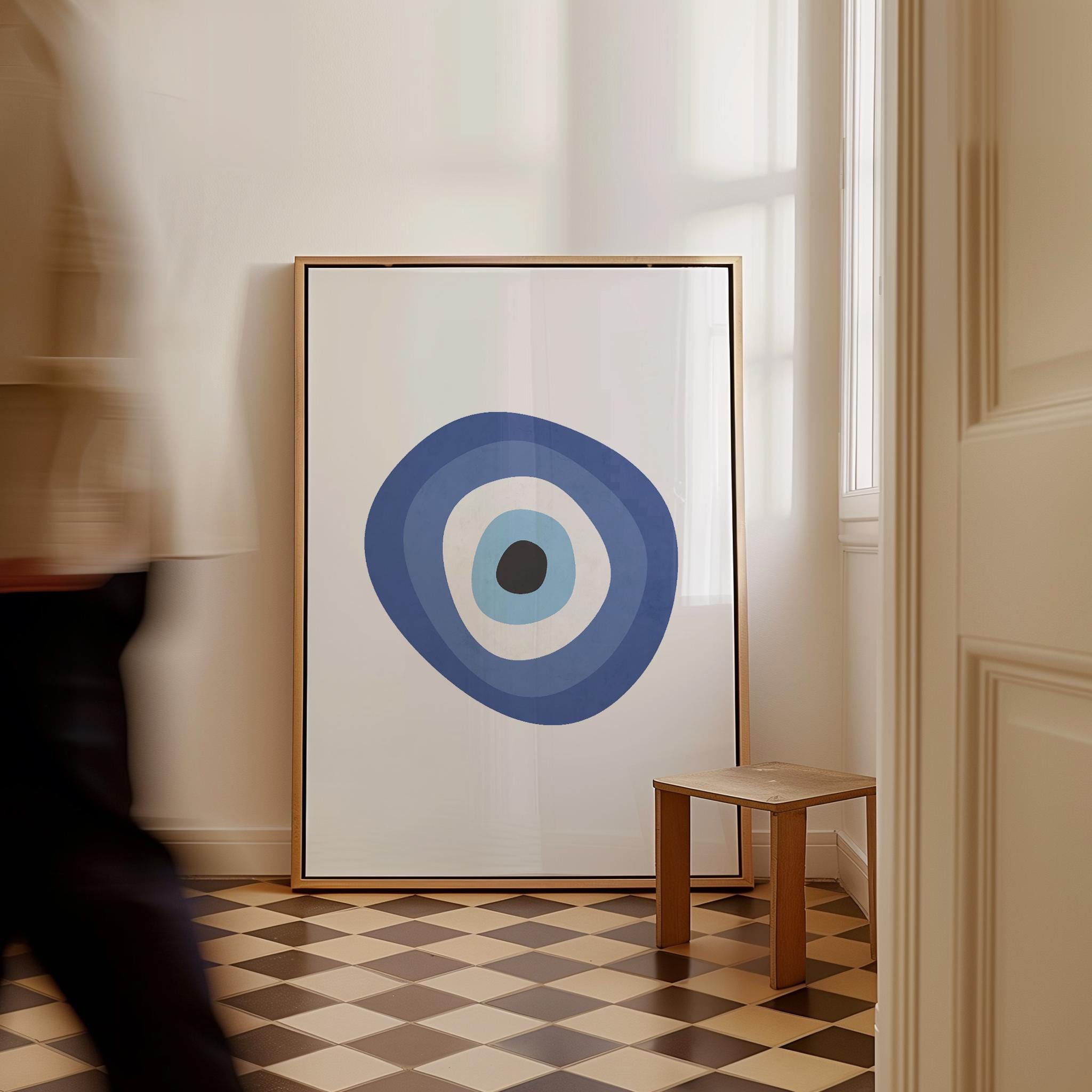 Blue Evil Eye Print Protection Wall Art Mediterranean Decor Spiritual Living Room Poster Bohemian Wall Decor Nursery Wall Art Minimalist