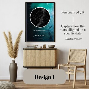 Digitales personalisiertes Geschenk Benutzerdefinierte Sternenkarte nach Datum, Nachthimmel Druck, Der Tag, an dem Sie geboren wurden, Hochzeitsgeschenk, Muttertagsgeschenk, Jahrestagsgeschenk