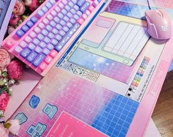 Vaporwave Desk Pad: Windows 95 Nostalgia Desk Mat