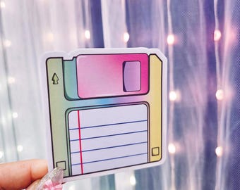 Floppy Disk Weatherproof Sticker Vaporwave Windows 95 Nostalgia Millennial Retro Synthwave Tech Vintage Save Icon Millennial