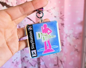 Doki Doki Slay Station Holographic Acrylic Charm Keychain Game Retro Nostalgia Millennial