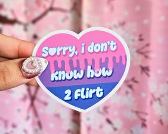 Bisexual Pride Sticker: Sorry I Don't Know How To Flirt, UV Resistant Vinyl
