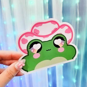 Frog Cowgirl Car Peeker Sticker - Jeremiah - 5 Inch Weatherproof