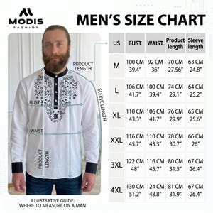 Camisa de lino bordada para hombre, camisa de manga larga personalizada de talla grande para hombre, camisa de lino para novio, atuendo para invitados de boda para hombres grandes y altos. imagen 8