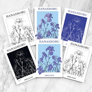 Set of 6 POSTCARDS, Japanese flower HANASHOBU, Personalization possible