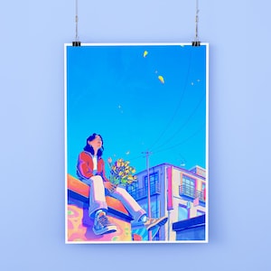 AFFICHE "Tulipes" | FORMAT A6, A5 et A4  | Poster coloré | illustration unique | Décoration murale