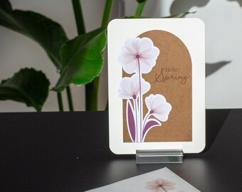 Grusskarte Frühlingsgrüsse / handgemachte Grusskarte / Frühlingskarte / Blumenkarte