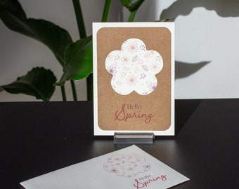 Grusskarte Frühlingsgrüsse / handgemachte Grusskarte / Frühlingskarte / Blumenkarte