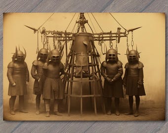 thumbnail interactive-video image 1 of Creepy Kids Family Halloween Postcard – Weird Vintage Cult Vibe, 6x4 In, 300gsm 1 of 5