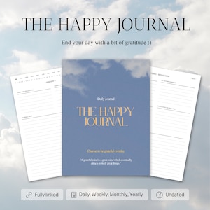 The Happy Journal, Daily Gratitude Digital Journal, GoodNotes Journal, Notability Journal, Digital Diary, Daily, Weekly, Monthly Reflection
