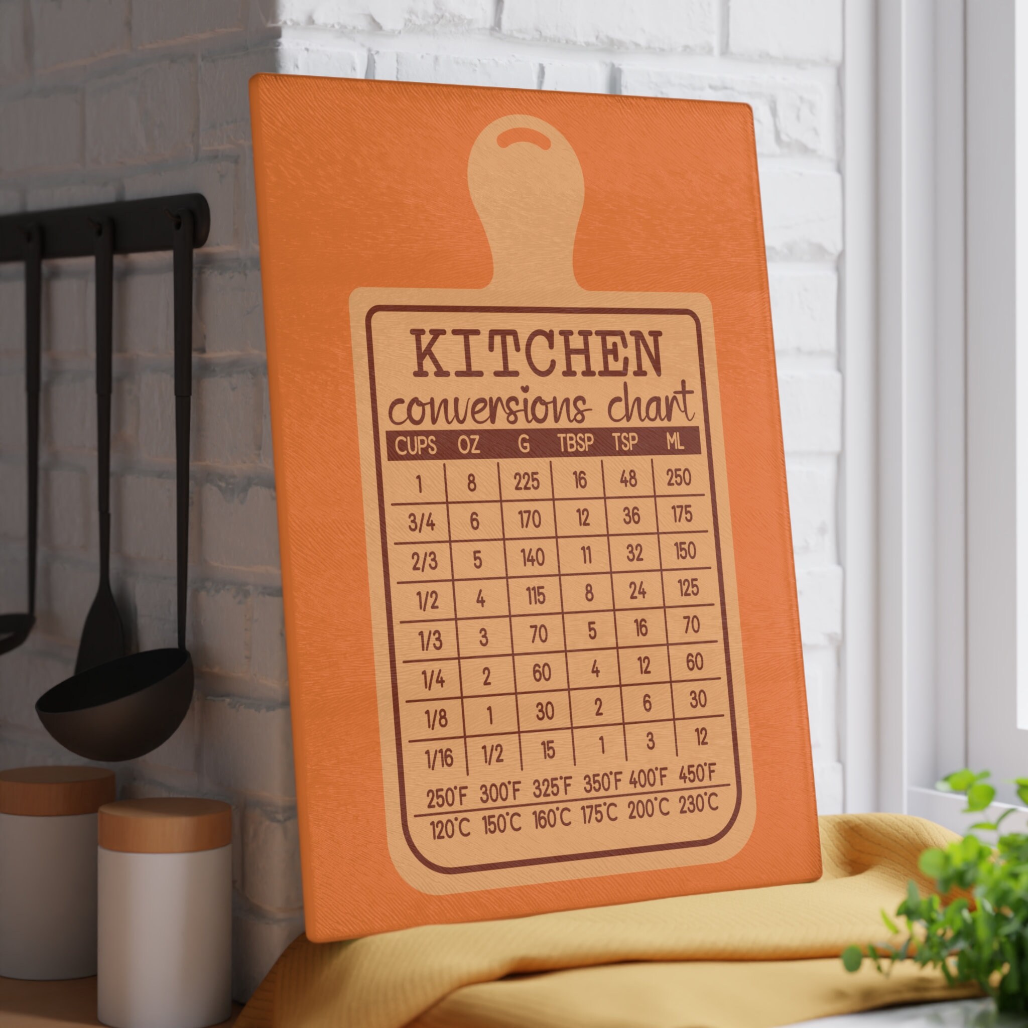 Glass Cutting Board Kitchen Conversion Chart Etsy